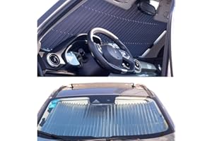 FBARTL, Parasole per parabrezza auto, stile a fisarmonica, retrattile e automatico, per parabrezza anteriore