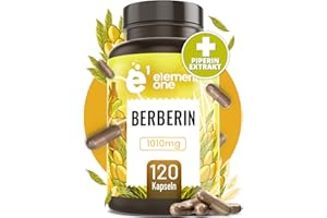 ‎E1 ELEMENT ONE Element One Berberine HCL 500mg + 5mg Piperin, 120 Stück HCL Berberine Extrakt - optimale Bioverfügbarkeit - Berberin-Komplex
