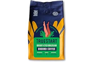 TrueStart Ground Coffee 200g, Bright-Eyed Brazilian - Ground Coffee for Cafetiere, V60 & Aeropress, Mycotoxin-Free & Rich in Antioxidants, Freshly Hand Roasted Speciality Grade, Medium Roast