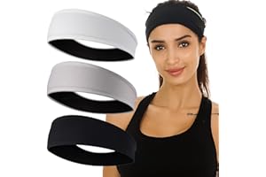 EasYoung Headbands for Women, Women's Yoga Headbands, 3-Pack Sweat Wicking Headbands, Sports Cooling Hair Band for Running Fitness, Elastic Non Slip