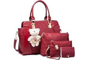 Pahajim Sac a Main Femmes Chic Ensemble Sac a Main en Cuir PU Mode Sac a Main Lot comprenant Sac Cabas Sac Bandoulière Pochette Porte Carte pour Shopping Voyages et Les Cadeaux