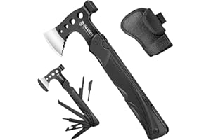 DRAGON CREEK Camping Axt Beil, Outdoor Survival Multitool klein Axt, Aluminium Griff 15 in 1 Multifunktionswerkzeug mit Hammer Säge Messer, mini Werkzeug - Geschenke für Männer