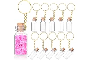 HJZHII 10 szt. mini szklanych butelek, 3 ml, breloki do słoików z korkami, małe słoiki, butelka na mikstury, miniaturowe butelki na wiadomości, do majsterkowania, plecaka, torby, wiszące, upominki na