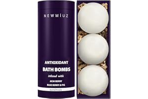 NEW MIUZ Nutritious Bath Bombs Natural Antioxidant - Acai Blueberry Fig Luxury Fizzing Spa Bubble Bath Gift Set - Sensitive Skin Formula -Detox Moisturize - Stress Relief Relaxation Gift - Birthday Christmas