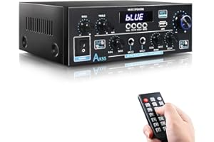 WOOPKER AK55 HiFi Verstärker mit Bluetooth 5.0,Max 600W,Mini Verstärker HiFi Stereo,2 Kanal Audio Verstärker Receiver w/UKW-Radio,Opt,RCA,AUX,USB-Karteneingang, für Zuhause, Studio