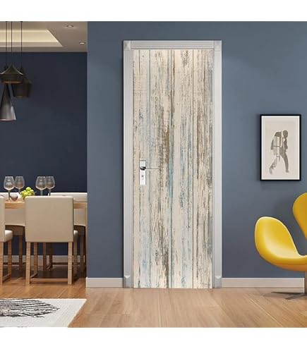 Stickers Porte 77X200Cm 3D Trompe L'Oeil Paysage Bois Vert Autocollant De Porte Wall Mural Poster De Porte Amovible Adhésif Papier Peint Salon Chambre Salle De Bain Décoration