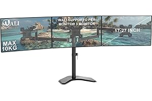 WALI Supporto 3 Monitor per Schermi fino a 27 Pollici, Ergonomica Braccio Monitor Scrivania Inclinazione e Rotazione, VESA 75/100mm, capacità di peso per Braccio fino a 10 kg(MF003), Nero