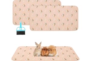 Scenereal Guinea Pig Cage Liner 2 Packs with Cleaning Brush - Fast Water Absorption Reusable Washable Pee Pads, Soft and Comfortable Mat for Small Animals Chinchillas Rabbits Hamster Bunny, 24x47in