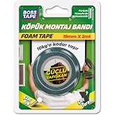 Boss Tape Solvent Akrilik Aksesuar K&ouml;p&uuml;k Montaj Bandi 10 kg, 19 mm x 2 Metre Boyut