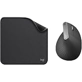 Logitech MX Vertical Ergonomic Mouse, Multi-Device, Bluetooth or 2.4GHz Wireless with USB Unifying Receiver, Mouse Pad - Stud