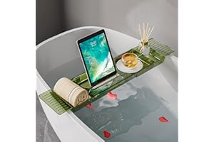 Alvinlite Plateau De Rangement pour Baignoire, Plateau De Rangement Extensible pour étagère De Salle De Bain, Organisateur De Comptoir De Salle De Bain, Support De Rangement pour Baignoire(Vert)