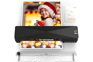 Crenova A4 A5 A7 Laminiergeräte mit Rundecken, Papierschneider und Packung mit 20 Laminierfolien