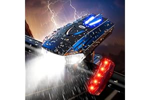 VirtuDrill Luci Bicicletta LED Ricaricabili USB, Potente Luce Bici In Alluminio IPX6, Luce Anteriore e Posteriore a 3+5 Modalità, Luci Bici Compatta