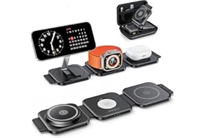 JARGOU 3 in1 Faltbare Ladestation für Apple, Ladestation Apple Watch und iPhone, Mag-Safe Ladegerät für iPhone 17 Pro Max 16 15 14 13 12, Wireless Charger für Apple Watch Series, AirPods Pro 4 3 2