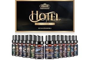 AESHORY Oli Essenziali per Diffusori Hotel 14x5ml, Aromaterapia Lujoso Profumatore per Ambienti Grandi Alberghi - Marriott, Westin, White Tea, Ritz Carlton, Hilton, Aria, Las Vegas e Altri Hotel