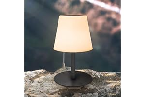 ‎GGNOO GGNOO Solar LED Tischlampe Outdoor 2700k-6000k Dimmbar Tischleuchte Kabellos Solar und USB Aufladbar LED Tischlampe Akku IP44 Wasserfest für Außen Terrasse Garten Camping Schlafzimmer (Schwarz)