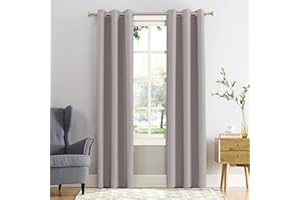 REHAN & CO Blackout Curtains for Bedroom Super Soft Thermal Insulated Black Out Eyelet Curtains with Tie Backs for Living Room, Kitchen Silver (W66 x L54 Inch 2 Panels)