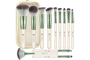HEYMKGO Pinceau de Maquillage 12PCS pinceau de maquillage professionnel ensemble base synthétique Premium poudre blush Mixing Lip fard paupières sourcils ensemble brosse maquillage avec sac voyage