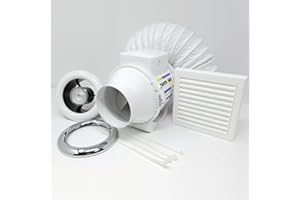 FANTRONIX Complete Shower Fan Bathroom Kit 100mm (4 inch) dia Led Light Chrome & White Bezel with Run On Timer Steam Damp Condensation Control Low Noise Bathroom Toilet En-Suite 4.6w MR 16 4000k 12v Angle Light