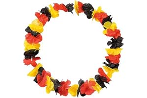 ELASTO FORM Hochwertige Blumenkette Fanartikel EM 2024 Laola ca. 90 cm Partykette in Deutschlandfarben Schwarz-Rot-Gold