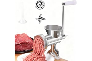 Manuell köttkvarn av aluminiumlegering med handvev, med bordsklämma av stål, köttmaskin och korvfyllare, köttkötthackare för
