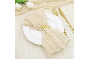 LUKDUNG 12 servilletas de gasa bohemia de 50 x 50 cm, servilletas de gasa para fiestas, bodas, hogar, despedidas de soltera, decoración de mesa, color beige