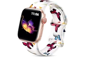 Upeak Dwustronny kwiatowy pasek kompatybilny z Apple Watch 38 mm, 40 mm, 41 mm, 42 mm, 44 mm, 45 mm, dla kobiet, wzór, miękki silikonowy pasek do iWatch Ultra 1/2/serii 9/8/7/6/5/4/3/2/1/SE