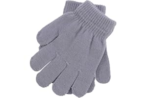 VORCOOL Kinderhandschuhe Herbst- und Wintermodelle Gestrickt Einfarbig Fünf Finger Warme Handschuhe 4-12 Jahre alt Kreatives Zuhause (Grau)