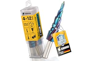 AMBOSS WERKZEUGE Foret étagé de 4 à 12 mm de diamètre / 5 niveaux de foret conique professionnel pour métal HSS-E Co 5 % / enclume PowerStep 3 TiAlSiN Blue Nano Guard/acier, acier inoxydable, aluminium, plastique