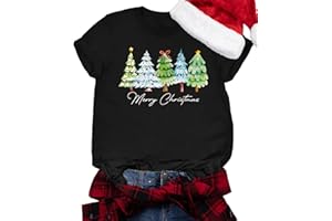 tiorhooe Christmas Tee Shirts Women Funny Xmas T Shirts Merry Christmas T-Shirt