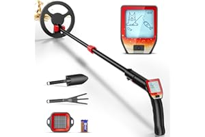 TLPEMN Détecteur de Métaux pour Enfants, Détecteur de Métaux Réglable pour Enfants (16"-35"), avec Bobine étanche de 16.5CM avec Pelle, Râteau, Sac de Rangement