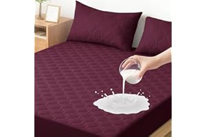Ystyle Wodoszczelny Ochraniacz na Materac 140x200 CM, Hipoalergiczny Ochrona przed Roztoczami Można Prać Poszewka na Materac, Elastyczna Gumka na Całym Obwodzie do 30 CM, Burgundia