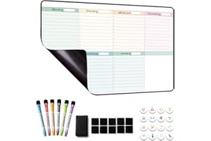 ‎MCCORL MCCORL Magnetic Whiteboard, Weekly Planner, Wipe Clean Magnetic Board for Fridge, Perfect as Family Household Planner, Food Planner, Cleaning Planner or To Do List, 42 x 28 cm, in German