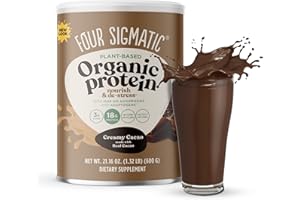 Plant-Based Protein Powder by Four Sigmatic | Creamy Cacao Protein with Lion’s Mane, Chaga, Cordyceps and More | Clean Vegan Protein Elevated for Brain Function & Immune Support | 21 oz