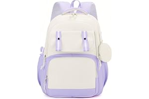 Aryan Purple School Backpacks, 17In Lightweight School Bags for Girls,Cute Laptop Rucksack Casual Daypack for Elementary Secondary School Bags Travel (Purple)