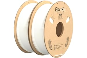 GratKit PETG Filamento per stampante 3D 2 kg, filamento PETG 1,75 mm, -0,03 mm, filamento per stampa 3D PETG, 2 * 1 kg,Bianco