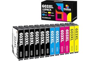 Hookink 603XL Cartuchos de Tinta Compatible para Tinta Epson 603XL 603 XL para XP-3100 XP-2100 XP-2150 XP-2155 XP-3150 XP-3105 XP-4100 XP-4150, Workforce WF-2810 WF-2820 WF-2830 WF-2850 (12-Paquetes)