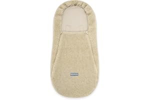 emma & noah Merino Teddy Fußsack für Kinderwagen, weicher Fußsack aus 100% Merino Wolle, atmungsaktiv & wärmend, ideal für kaltes Wetter (48x96 cm) (Essential Beige)