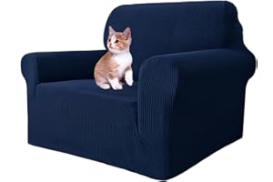 MAXIJIN Funda elástica para Silla para Sala de Estar, 1 Pieza Funda para Silla con Brazos Jacquard Protector para Silla Sofá Funda para sillón (1 Plaza, Azul Marino)