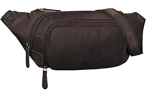 STILORD 'Luke' Sac Banane Cuir Vintage Unisexe pour Homme Dame Sac de Ceinture pour Voyage Festival Sport Poche Ventrale en véritable Cuir de Buffle, Couleur:Marron - foncé pâle