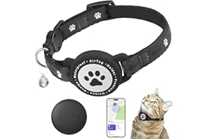JIARUI GPS Tracker Katze, Mini Tracker Ohne ABO für Katze (nur IOS), Tracking Standort von Haustieren, Reflektierendes Katze Tracker Halsbänder, Arbeite mit App Find My(1 Pack)