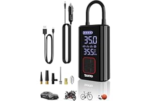 TANYO Elektrische Luftpumpe, Akku Kompressor Auto 150PSI, Mini Tragbare Akku Luftpumpe 12V mit Digitalem Manometer und LED-Licht,Elektrischer Fahrradpumpe für Auto Fahrrad Motorrad BäLle