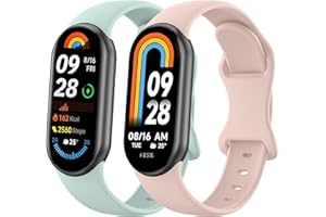 MUGUST Sportowe paski do Xiaomi Mi Band 8/9, zestaw 2 sztuk, silikonowe paski zastępcze do Xiaomi Mi Band 8/9 i Xiaomi Smart Band 8 Fitness Tracker