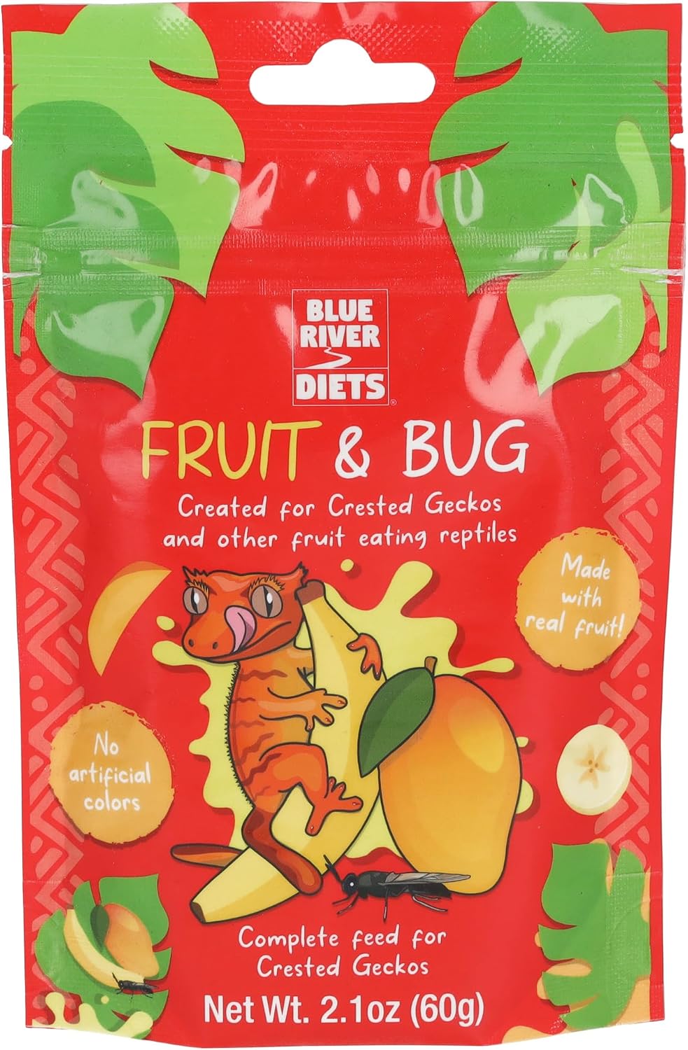 Blue River Diets Complete Crested Gecko Food | All Natural Gecko Food Made in the UK (60g, Fruit and Bug)