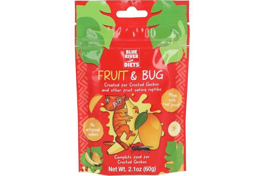 Blue River Diets Complete Crested Gecko Food | All Natural Gecko Food Made in the UK (60g, Fruit and Bug)