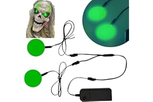 Ygmylandbb Electroluminescent Panels, EL Panels Light, Round Neon Eyes Decorative el Illumination Glowing Eyes for Cosplay Helmet DIY or Halloween Christmas Decoration (50mm, Green)