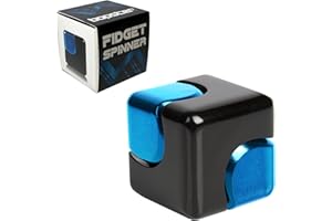 BOPSTER Fidget Spinner Fidget Cube Anodised Metal Hand Spinner Desk Toys Sensory Toys Stress And Anxiety Relief For Children and Adults ADHD ADD Autism - Black/Blue