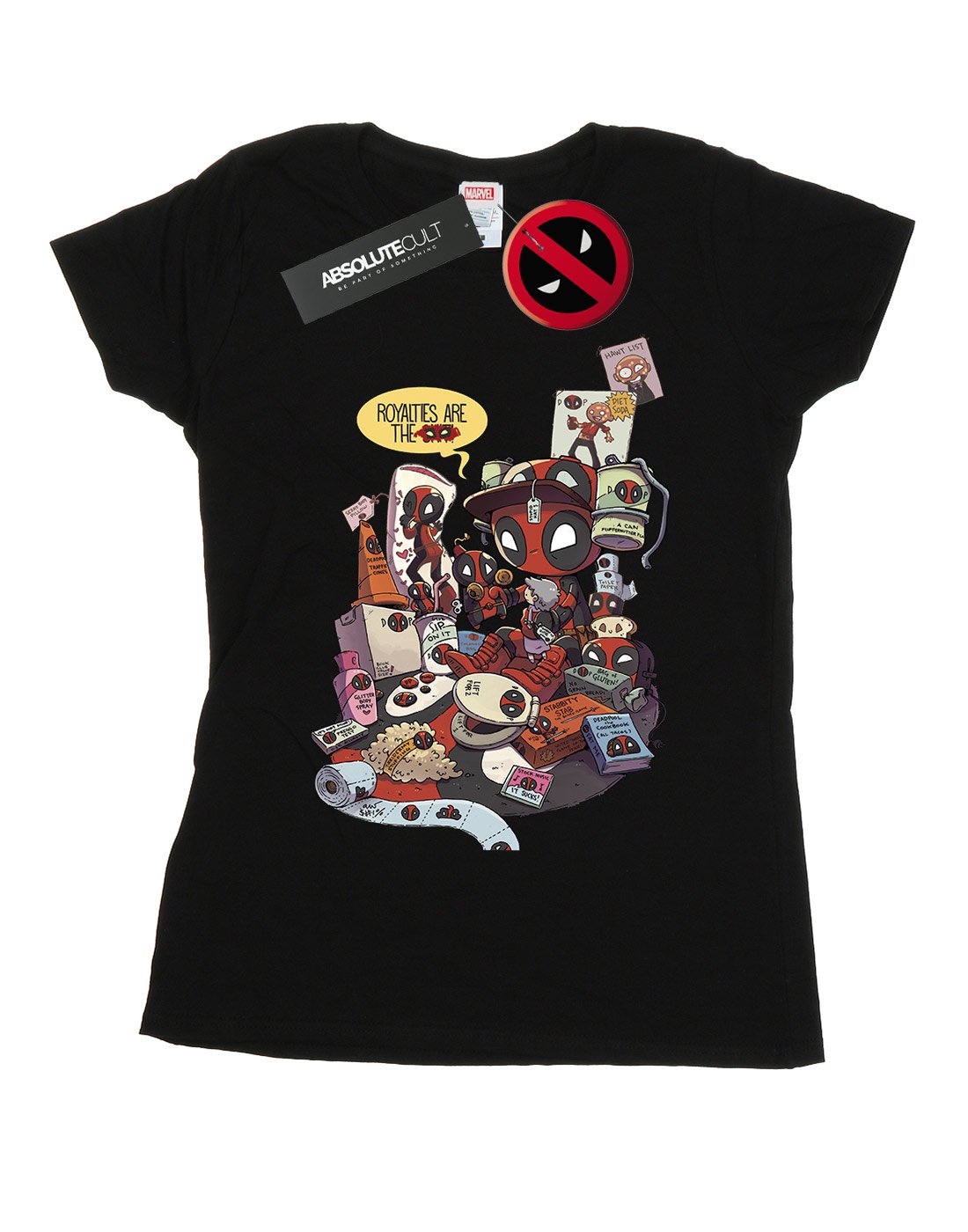 Marvel-Damen-Deadpool-Merchandise-Royalties-T-Shirt-Schwarz-Medium