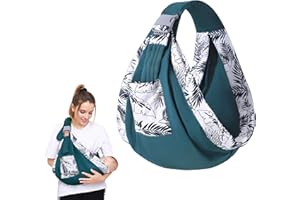 ADMYGO Fascia Porta Bebe Neonato Facile da Indossare, Marsupio Neonato 0-36 Mesi, Fascia Neonato Senza Nodi, Portatile Fascia Neonato Multifunzionale e portatile, fino a 20kg (Verde Scuro)