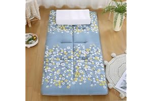 YOUGANG Futon, materasso da pavimento pieghevole, arrotolabile, tatami, singolo, matrimoniale, king size, futon giapponese, materasso da campeggio con retro antiscivolo (blu, 70 x 180 cm)